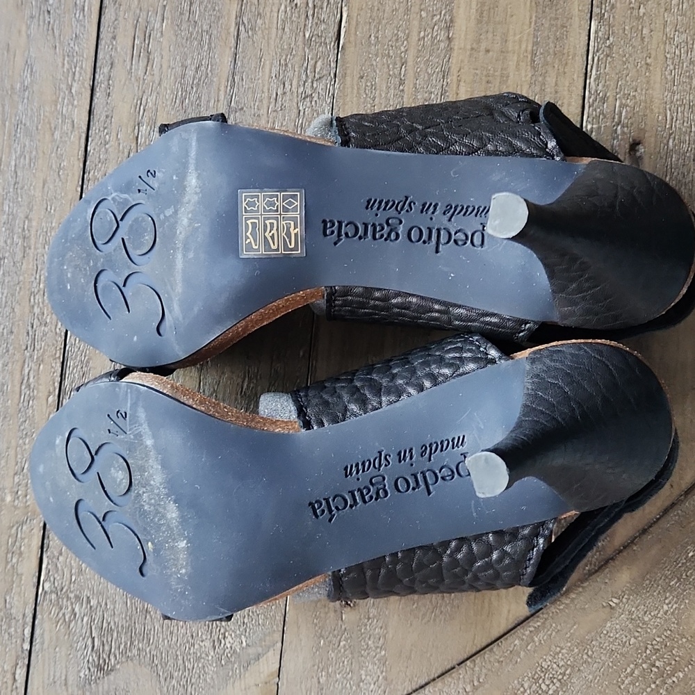 Pedro Garcia Women's Black Pebbled Leather Willy-ts Heels 38 1/2 - Picture 3 of 8